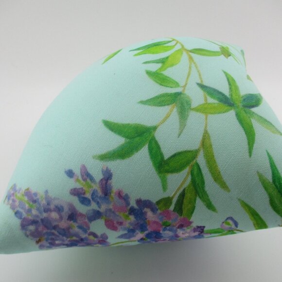 13.5" Floral Green and Purple Pillow made crisscross style in reverse side. - Picture 3 of 4